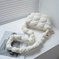Chic milky white quilted bubble puffy shoulder bag with a soft pleated texture - White