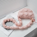 Stylish light pink quilted bubble crossbody bag with ruffled strap and gold zipper - Light Pink