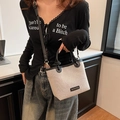 Minimalistische crossbodytas van crème canvas en zwart leer voor dames dagelijks gebruik - Zwart (Off-White Canvas Patchwork Zwart Leer)