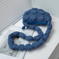 Prussian blue quilted bubble cloud bag with soft nylon texture and crossbody strap - Dark Blue