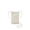 Mini borsa per cellulare in pelle bianco crema con elegante fibbia a perla centrale - Bianco Sporco