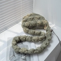 Sage green quilted puff crossbody cloud bag in soft pleated fabric with wide strap - Matcha Green