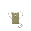 Mini borsa porta cellulare verde avocado con grande bottone di perla e tracolla - Verde