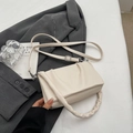 Chic cream white pleated handbag with a cloud-style handle and adjustable crossbody strap - Off White