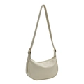 Chic cream white PU leather hobo bag with adjustable strap and crescent shape silhouette - Off White