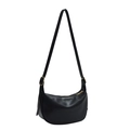 Minimalist black PU hobo bag with adjustable shoulder strap and gold-tone hardware - Black