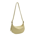 Minimalist beige PU leather dumpling bag with adjustable shoulder strap and gold hardware - Light Yellow