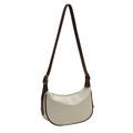 Minimalist cream white half-moon crossbody bag with dark brown straps and golden hardware - Off-White & Coffee