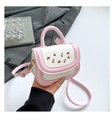 Pink and white mini handbag with cherry print, handheld and crossbody style - Pink