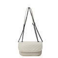 Chic cream white crossbody bag featuring elegant V-shaped chevron quilting and black chain strap - Off White