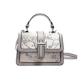 Gray Chinese-style crossbody bag with floral embroidery and top handle design - Gray