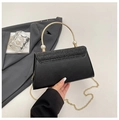 Chique zwarte glitter handtas met gouden metalen handvat en parels voor dames - Zwart