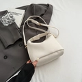 White pleated crossbody bag with gold hardware and lychee grain leather texture - Off-white