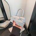 Mini silver ballet-style crossbody bag with bow details and metal chain strap - Silver