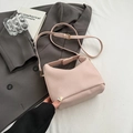 Pale pink pleated crossbody bag with top handle and adjustable gold-tone strap - Pink