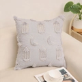 Gray plush pillow cover with gold moon embroidery on sofa with coffee cup - 45x45cm / Single Pillowcase / Gray