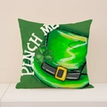 St. Patrick's Day Kissen in Grün mit Kleeblatt-Hut und Pinch Me Schriftzug - St022-4 / 45*45 (Nur Bezug)