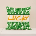 Fodera per cuscino con quadrifogli verdi e scritta Lucky per San Patrizio Decor - Stile con Motivo a Trifoglio Completo (ST025-4) / 45cmx45cm