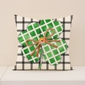 Groen klaver kussensloop voor St. Patrick's Day met zwart-wit ruitjespatroon - Knoop Boog Klaver Stijl (ST023-1) / 45cmx45cm (Enkelzijdige Afdruk)