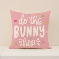 Federa per cuscino pasquale rosa con testo 'do the BUNNY hop' e motivi floreali - Stile Rosa Do The Bunny Hop(EP002-2)