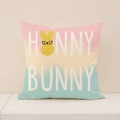 Easter rabbit cushion cover with pastel gradient and Honny Bunny print in square linen - Honny Bunny Glasses Rabbit Style (EP003-3) / Cover Only