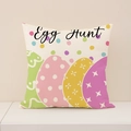Easter Egg Hunt linen cushion cover with colorful patterned egg prints for living room decor - Egg Hunt Easter Egg Style (EP003-4) / Cover Only
