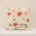 Linen pillow cover featuring colorful hand-painted flowers and Spring lettering - Mixed Floral Slogan Style (SP011-3) / 45x45cm (Single Cover)