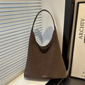 2025 trendy dark brown vintage tote bag with fashion logo and minimalist design - Brown
