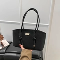 Borsa tote nera trapuntata con manici annodati unici e raffinati dettagli dorati - Nero Motivo Trapuntato