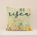 Oster-Kissenbezug aus Leinen mit Aquarell-Blumen und HE IS risen Aufdruck für Sofa - 45x45cm (Ohne Füllung) / Hellgrün He Is Risen (EP006-3)