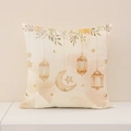 Linen moon and lantern print Ramadan cushion cover for living room sofa decoration - 45x45cm(Case Only) / Triple Hanging Lantern Stars Style (RP006-3)