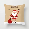 Detail of Christmas pillowcase featuring Santa Claus, gift bag and festive patterns - Waving Santa with Gift Bag Style (xmas7-12)