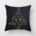 Zwarte kerstkussensloop met gouden rendier- en sneeuwvlokprint voor feestdecor - Gecombineerde Kerstboomstijl (xmas16 (1))