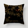 Zwarte kerstkussenhoes met gouden sneeuwvlokken en Merry Christmas belettering - Artistieke Sneeuwvlokstijl (xmas16 (2))