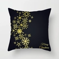 Elegante kerstkussenhoes met gouden sneeuwvlokken en Merry Christmas tekst op zwart - Verspreide Sneeuwvlokstijl (xmas16 (3))