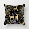 Kerst kussensloop met sneeuwvlok en rendier print in zwart goud voor bank decoratie - Rendier en Bloemenclusterstijl (xmas16 (4))