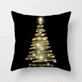Detail eines Weihnachtskissenbezugs mit goldenem Glitzerbaum und Merry Christmas Text - Goldener Glitzer-Weihnachtsbaum-Stil (xmas16 (5))