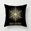 Detail eines schwarzen Schneeflocken-Kissens mit Goldglitzer und Weihnachtstext - Sternenhimmel Schneeflocken-Stil (xmas16 (6))
