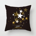 Detailaufnahme des schwarzen Weihnachtskissens mit Goldsternen und Merry Christmas Text - Sternen-Schneeflocken-Stil (xmas16 (11))