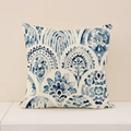 Blue watercolor mandala patterns on linen throw pillow cover with bohemian geometric design - Bohemian Geometric Floral Style (DP009-2)