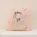 Funda de cojín de lino rosa con margaritas y frase You Are So Loved - Patrón de Texto YOU ARE SO LOVED (DP006-2) / 45*45cm (Solo Funda)