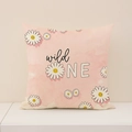 Funda de cojín rosa de girasol en acuarela con texto wild ONE para decorar sofás - Patrón de Texto wild ONE (DP006-3) / 45*45cm (Solo Funda)
