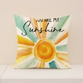 Linen pillow cover with sun pattern and 'You are my Sunshine' artistic typography - You Are My Sunshine Style(SMP065-2) / 45*45cm (Cover Only) / Orange Yellow