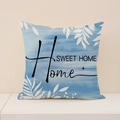 Federa per cuscino in lino con sfumatura blu acquerello e scritta Sweet Home - Stile Citazioni Home Blu (SP019-3) / Federa