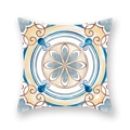 Square bohemian mandala cushion cover with blue floral pattern on white background - Blue Grey Gold Waterdrop Mandala (DM26-4)