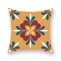 Quadratischer Kissenbezug in Senfgelb mit Mandala-Blumenmuster im Ethno-Stil für Sofas - Gelbe Basis Rot Strahlende Blumen (DM26-9)