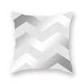 Detailed view of silver grey geometric chevron wave pattern on a peach skin pillow case - Grey White Gradient Chevron (DM157-1)