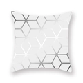 Detail of silver geometric honeycomb pattern on soft white peach skin pillowcase - Silver Grey Geometric Honeycomb (DM157-2)