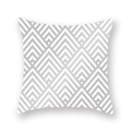 Close-up of grey and white geometric zigzag pattern on square peach skin pillowcase - Grey White Zigzag Sawtooth (DM157-3)