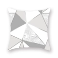 Modern grey and white geometric peach skin pillowcase with marble texture patterns - Marble Triangle Patchwork (DM157-4)